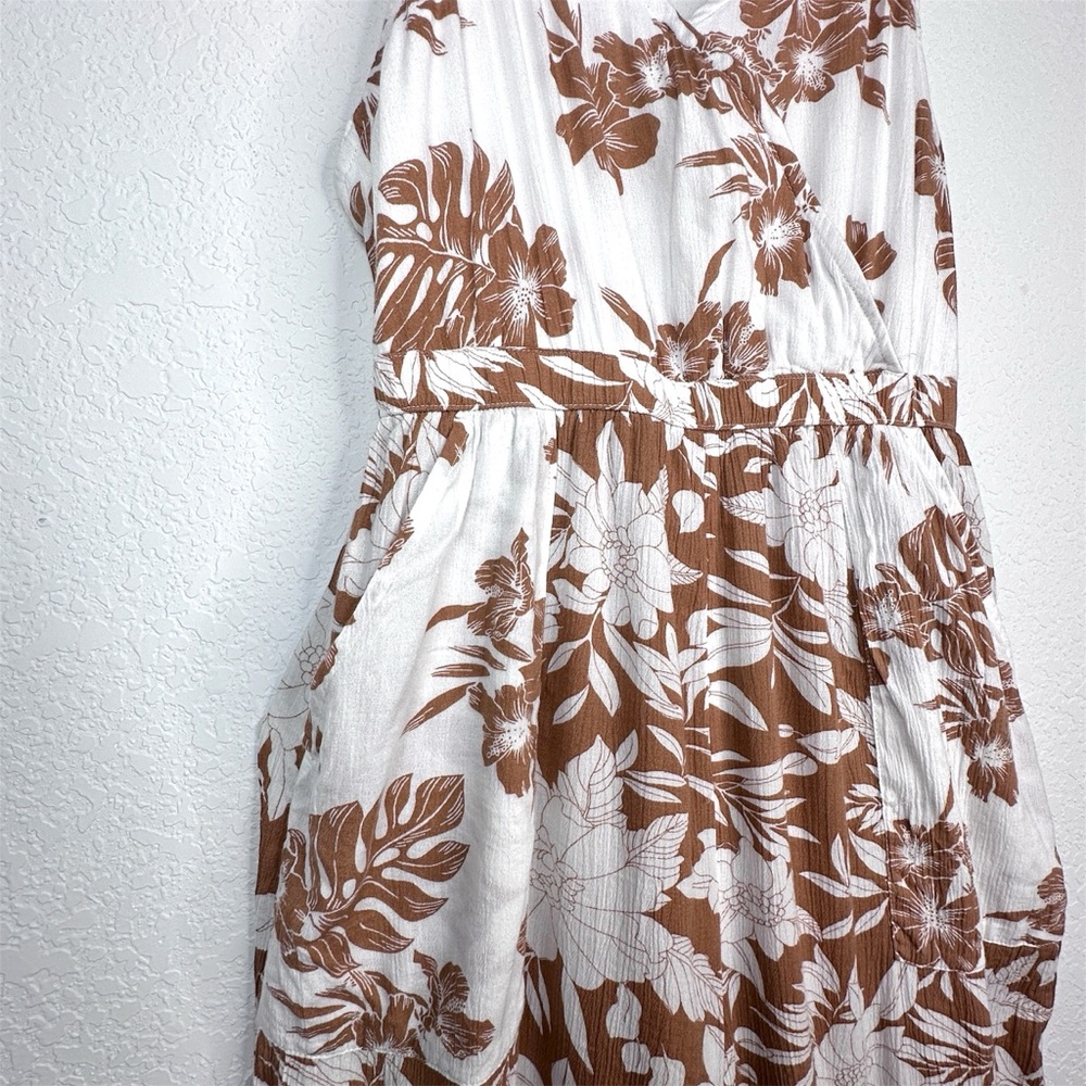 American Eagle Women's Cotton Palm Print Brown Jumpsuit Size S - Picture 4 of 7